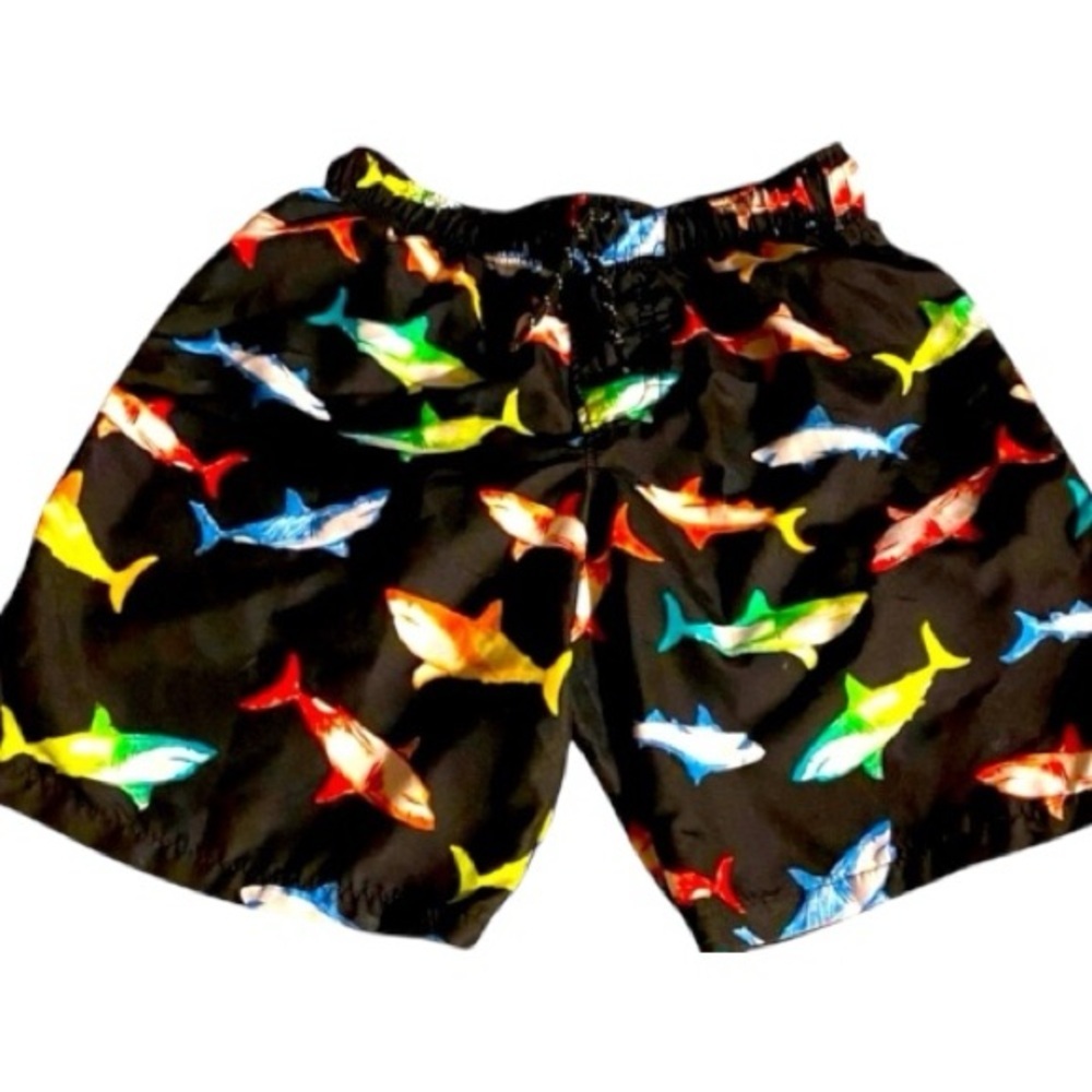 Wonder Nation Board Shorts, Boys, Sz S, 6, 7, Sharks, Multicolor, Like new‌